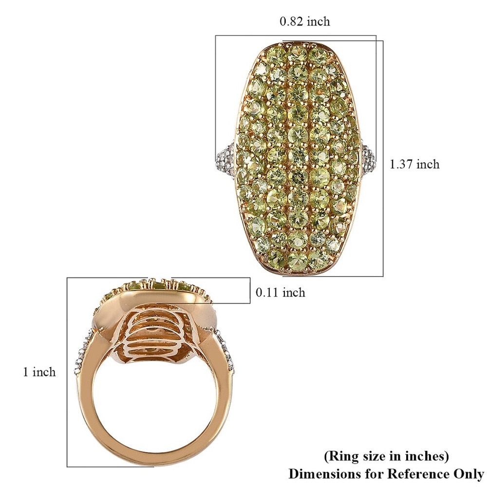 Peridot and Natural White Zircon
Elongated Ring in Vermeil 🆕 Size 7 - Picture 6 of 7